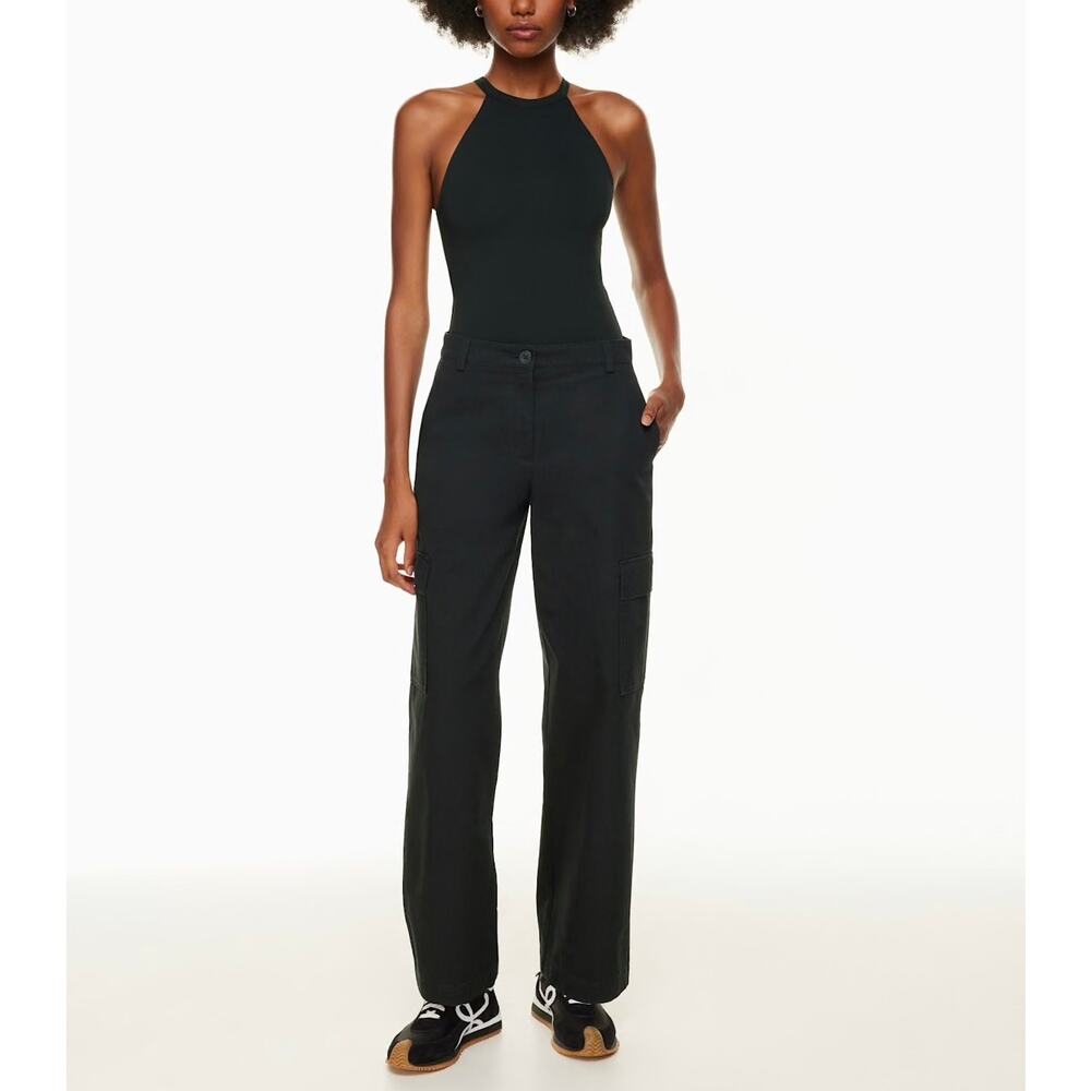 ARITZIA BABATON Twain Cargo Pants Womens 6 Black Mid Rise Cotton Straight Leg